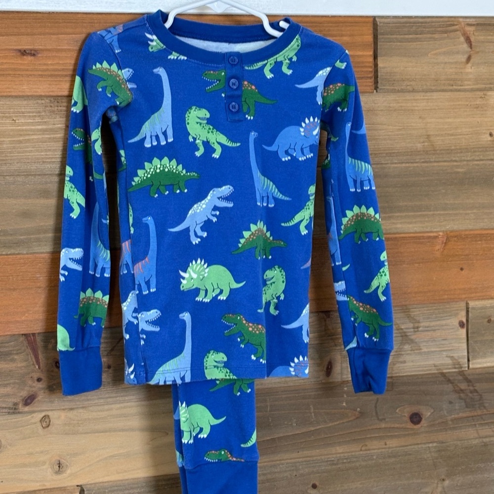 Vibrant Blue and Green Dinosaur Pajama Set